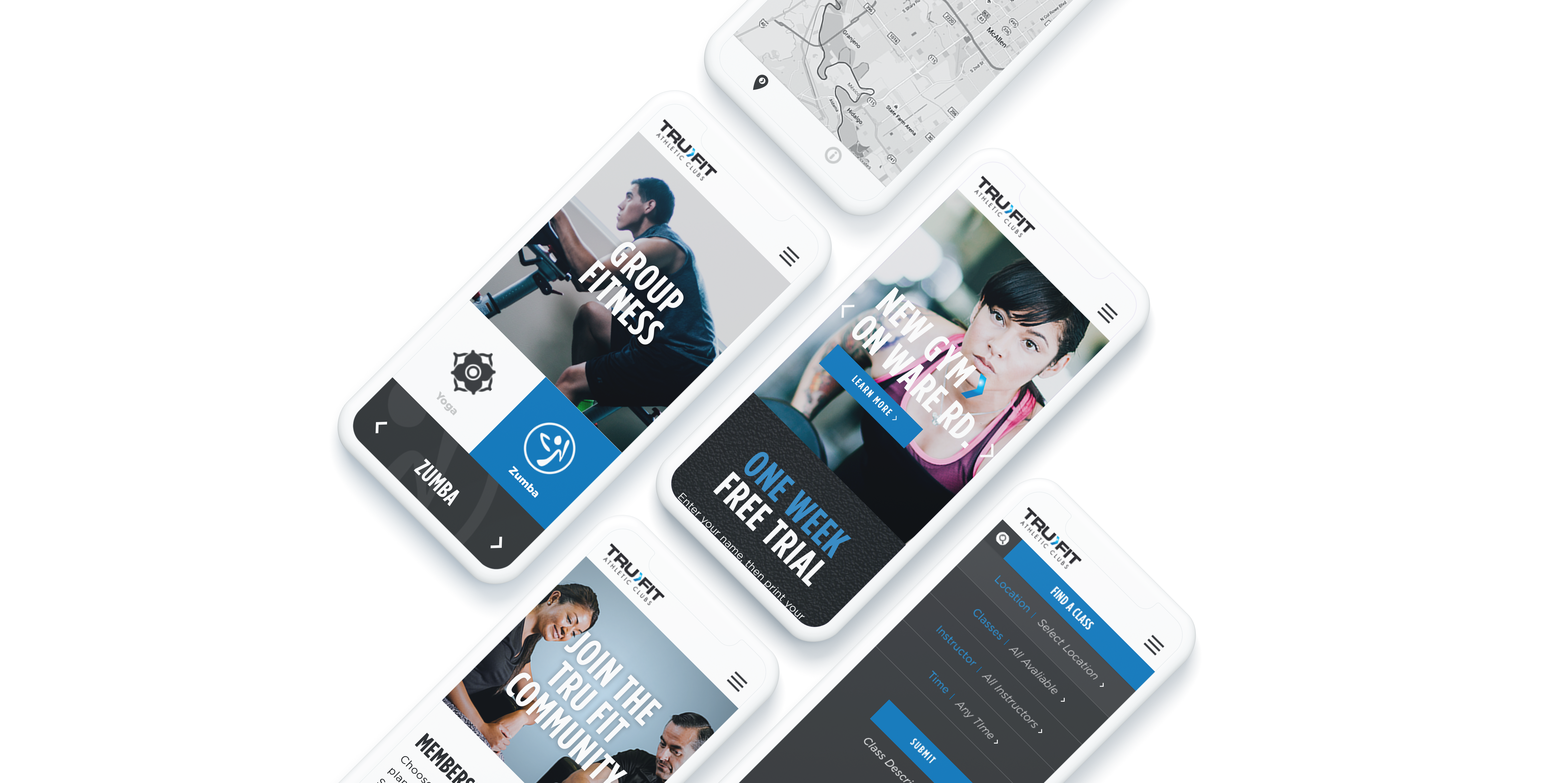 multiple screen of trufit mobile website