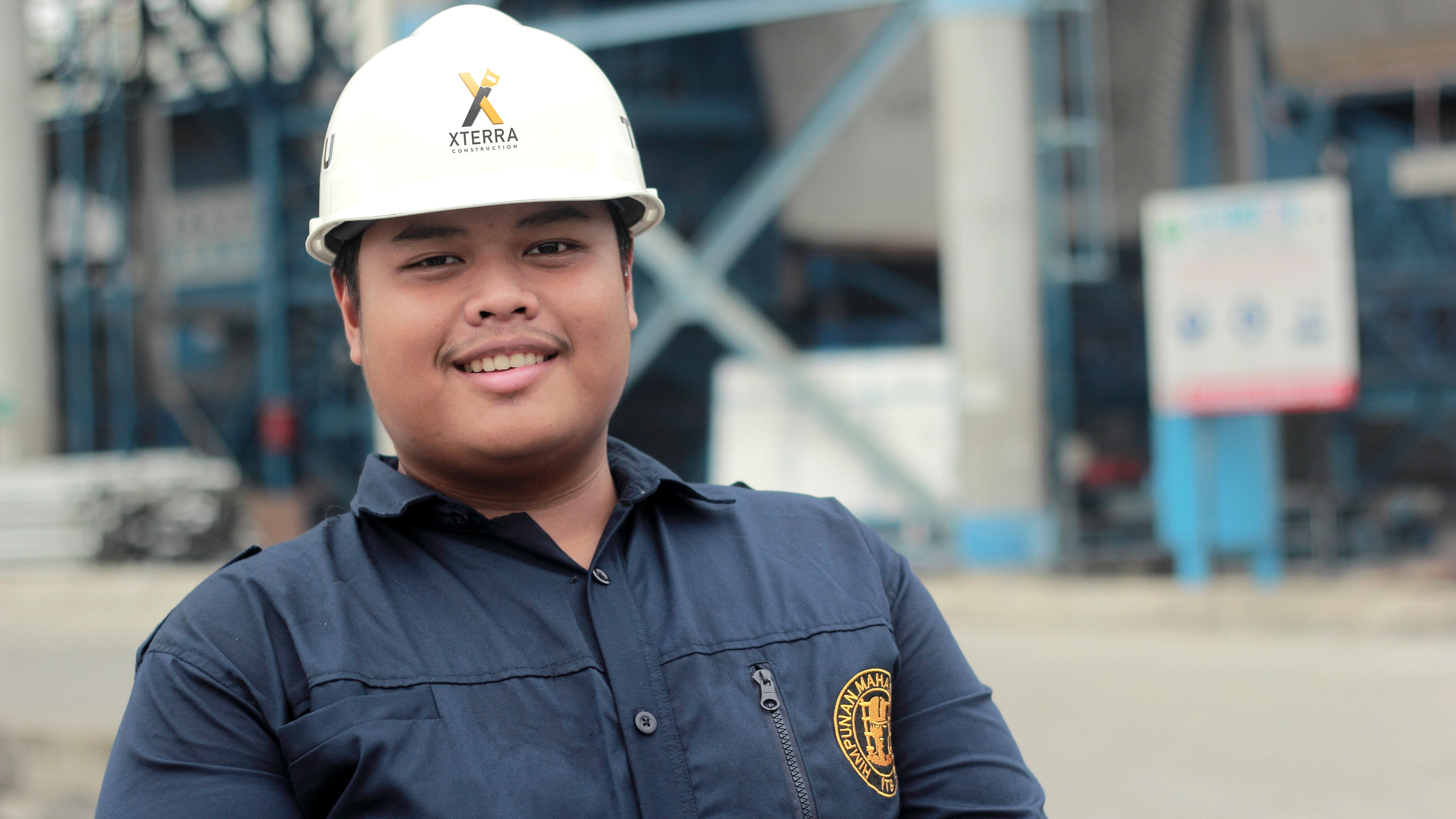 xterra logo displaed on man wearing hard hat